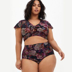 NWT SET - Floral Flutter Sleeve Bikini Swimsuit